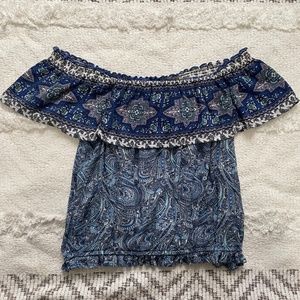 American Eagle Size XS Ruffle Hem Off-Shoulder Top
